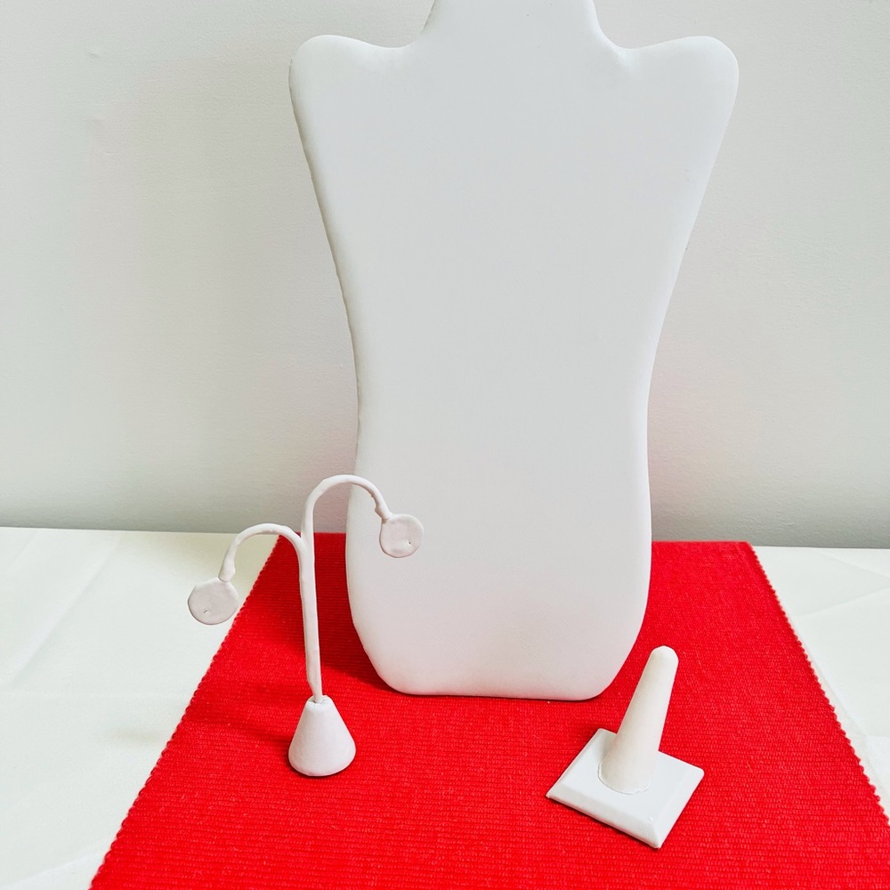 SOLD New Jewelry Displays Faux Leather in White. SOLD
